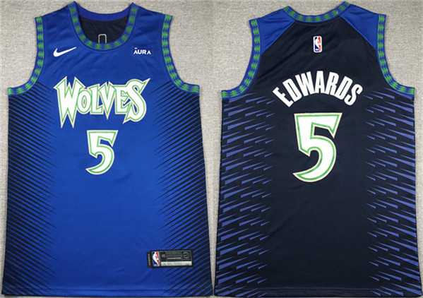 Men%27s Minnesota Timberwolves #5 Anthony Edwards Blue City Edition Stitched Jersey->minnesota timberwolves->NBA Jersey